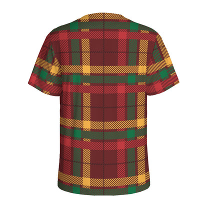 Red Green And Yellow Stewart Print Men's Sports T-Shirt