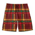 Red Green And Yellow Stewart Print Men's Swim Trunks