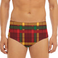 Red Green And Yellow Stewart Print Men's Triangle Swim Briefs