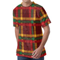 Red Green And Yellow Stewart Print Men's Velvet T-Shirt
