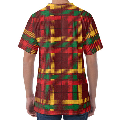 Red Green And Yellow Stewart Print Men's Velvet T-Shirt