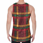 Red Green And Yellow Stewart Print Men's Velvet Tank Top