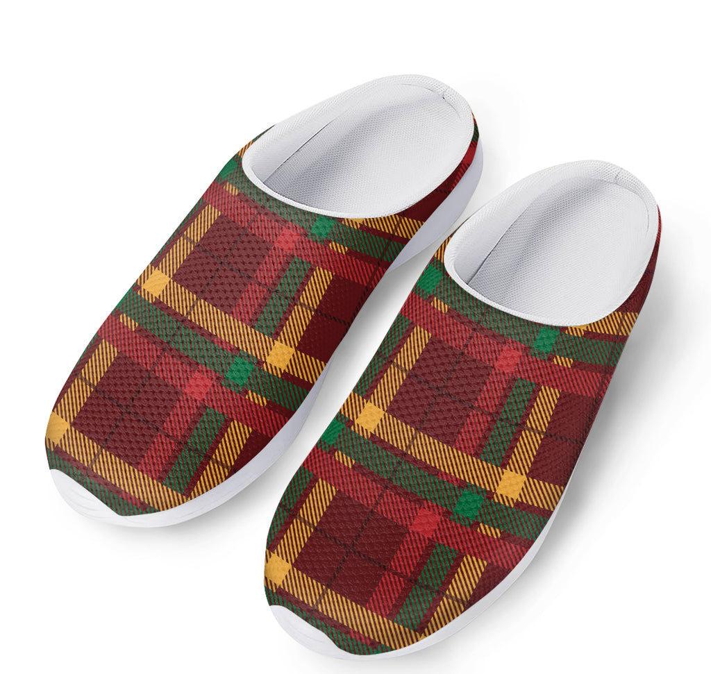Red Green And Yellow Stewart Print Mesh Casual Shoes