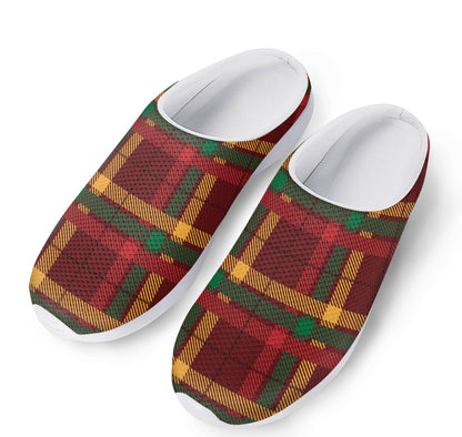 Red Green And Yellow Stewart Print Mesh Casual Shoes