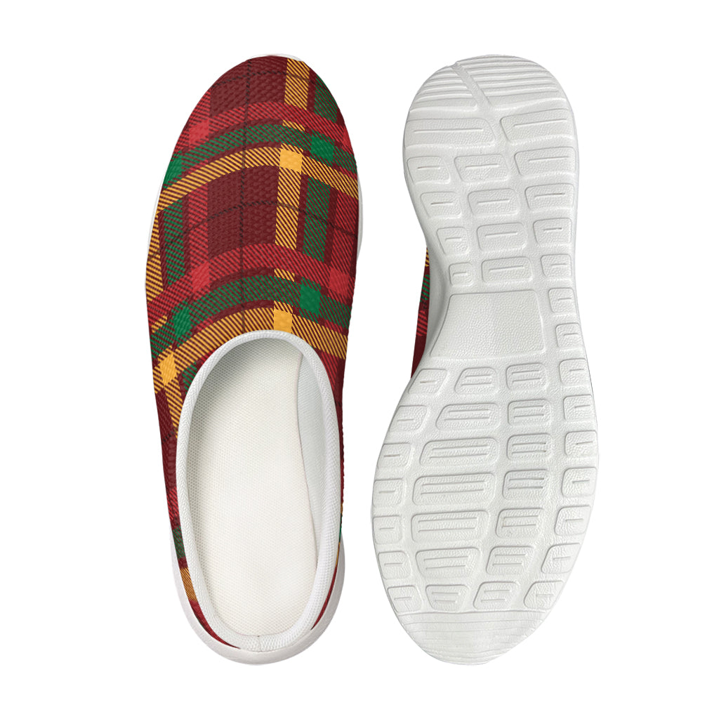 Red Green And Yellow Stewart Print Mesh Casual Shoes