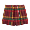 Red Green And Yellow Stewart Print Mesh Shorts
