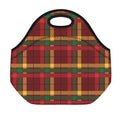 Red Green And Yellow Stewart Print Neoprene Lunch Bag