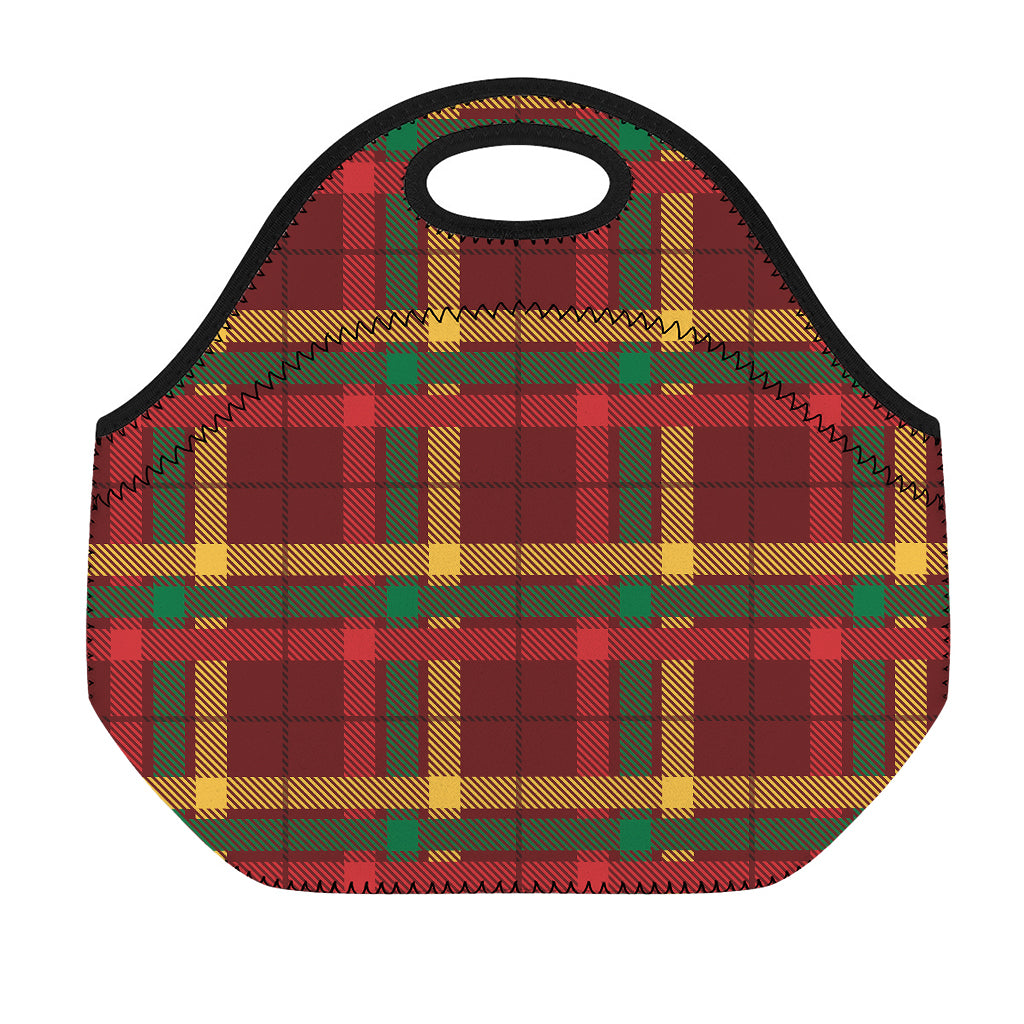 Red Green And Yellow Stewart Print Neoprene Lunch Bag