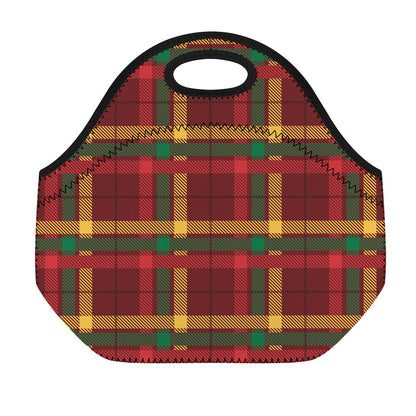Red Green And Yellow Stewart Print Neoprene Lunch Bag