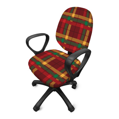 Red Green And Yellow Stewart Print Office Chair Cover