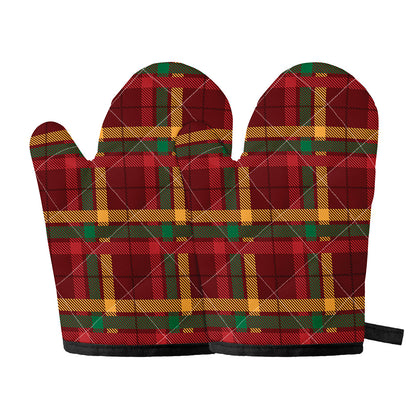 Red Green And Yellow Stewart Print Oven Mitts