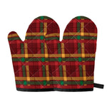 Red Green And Yellow Stewart Print Oven Mitts