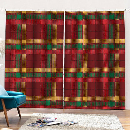Red Green And Yellow Stewart Print Pencil Pleat Curtains