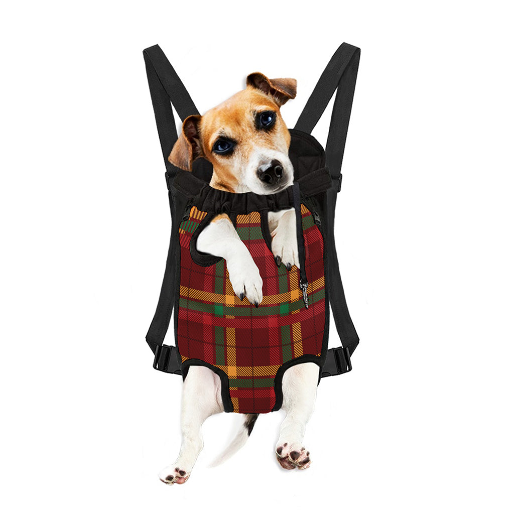 Red Green And Yellow Stewart Print Pet Carrier Backpack