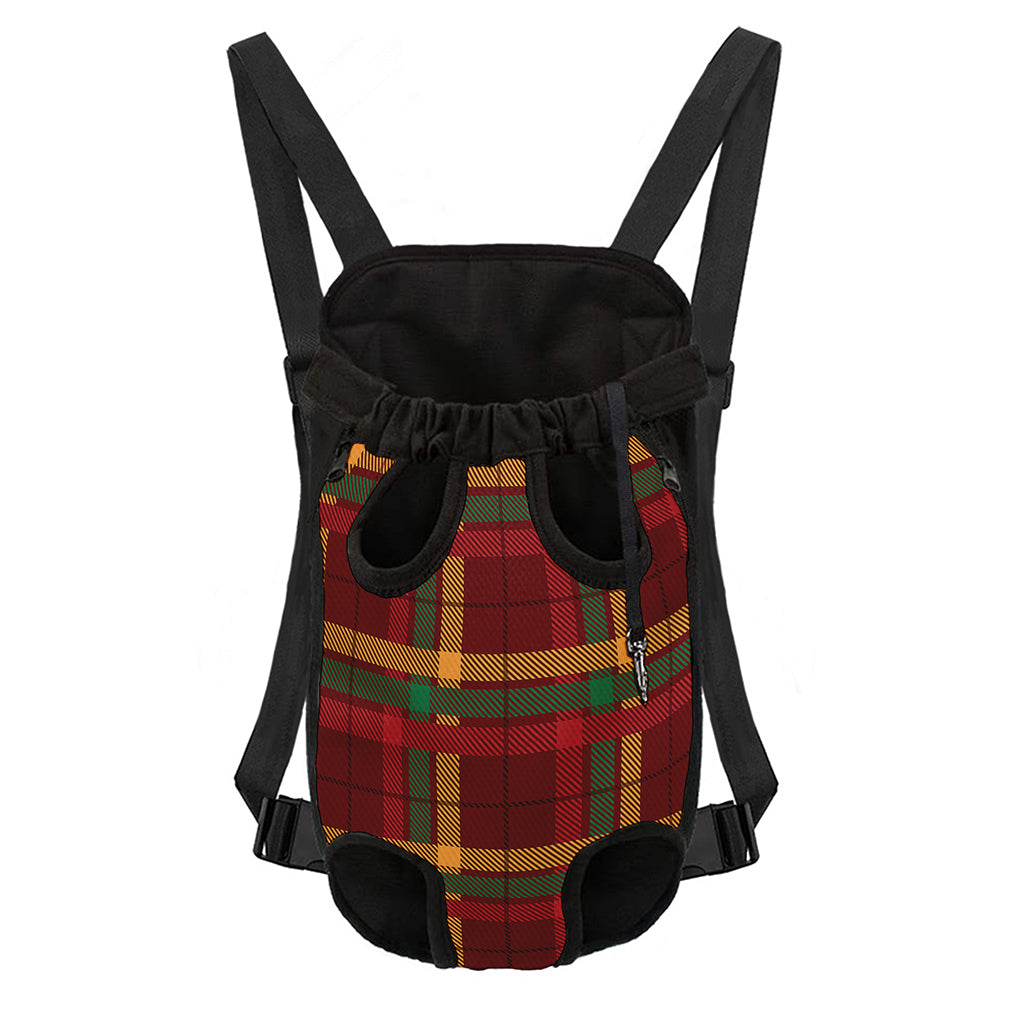 Red Green And Yellow Stewart Print Pet Carrier Backpack