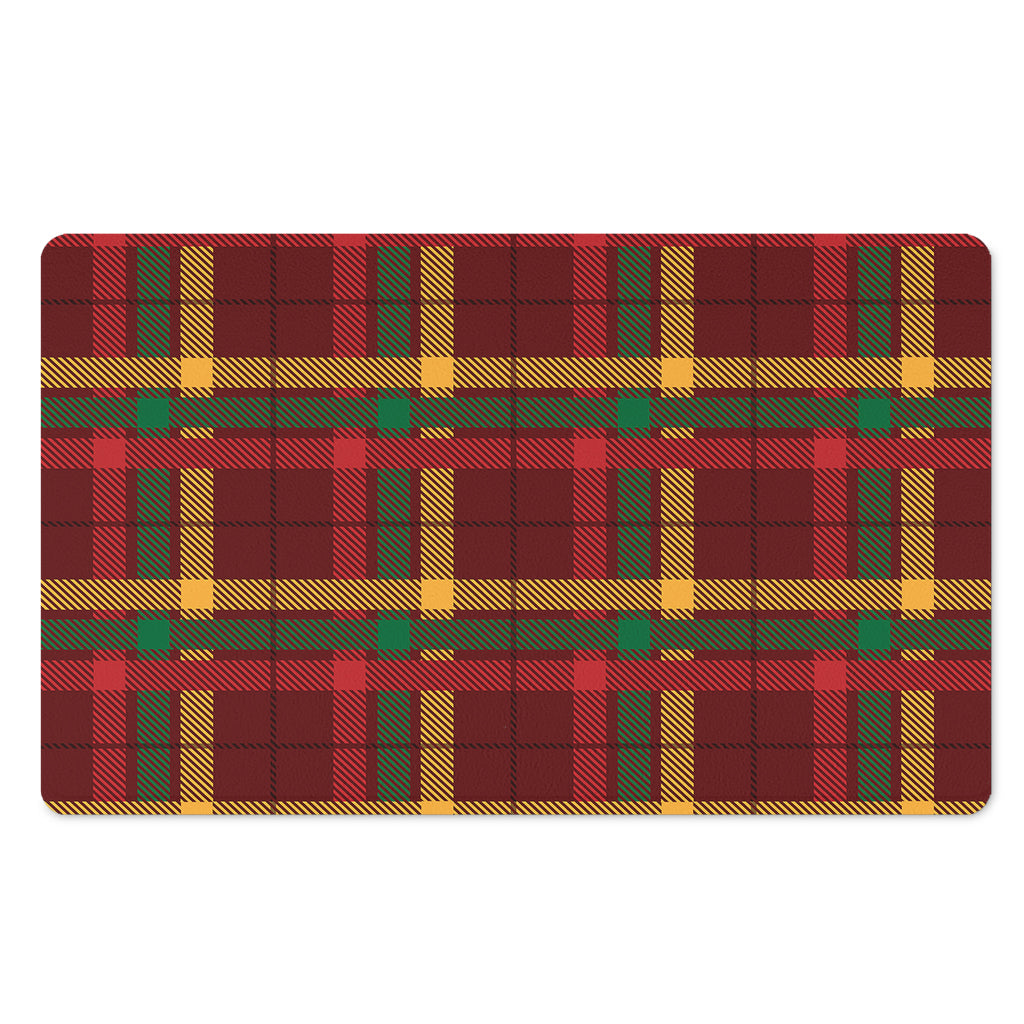 Red Green And Yellow Stewart Print Polyester Doormat