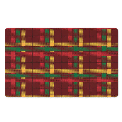 Red Green And Yellow Stewart Print Polyester Doormat