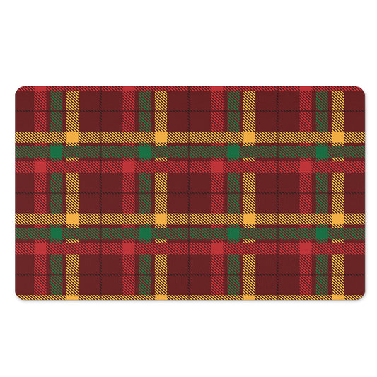 Red Green And Yellow Stewart Print Polyester Doormat