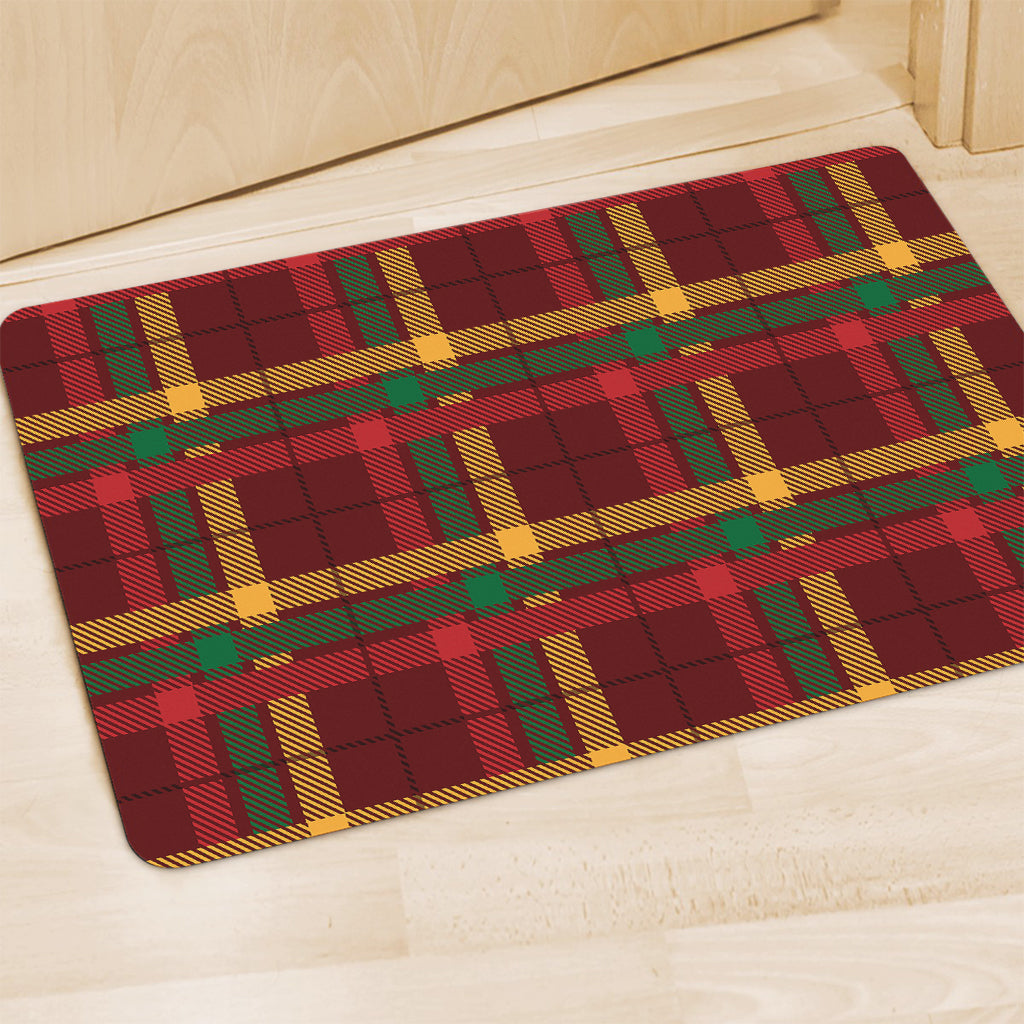 Red Green And Yellow Stewart Print Polyester Doormat