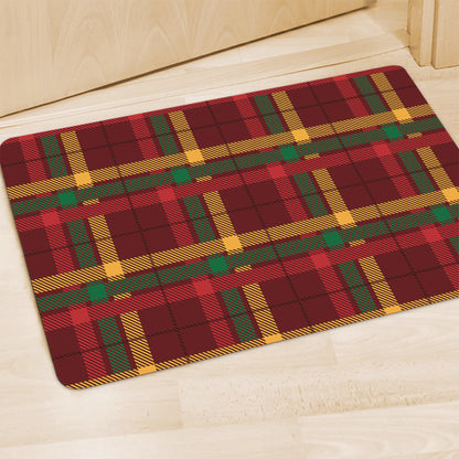 Red Green And Yellow Stewart Print Polyester Doormat