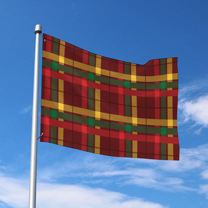 Red Green And Yellow Stewart Print Polyester Flag