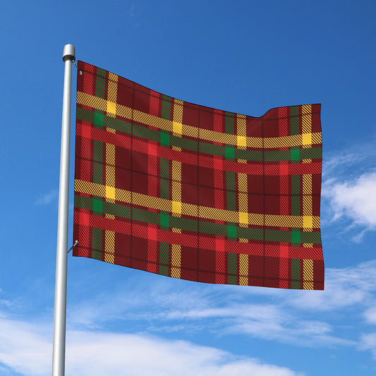 Red Green And Yellow Stewart Print Polyester Flag