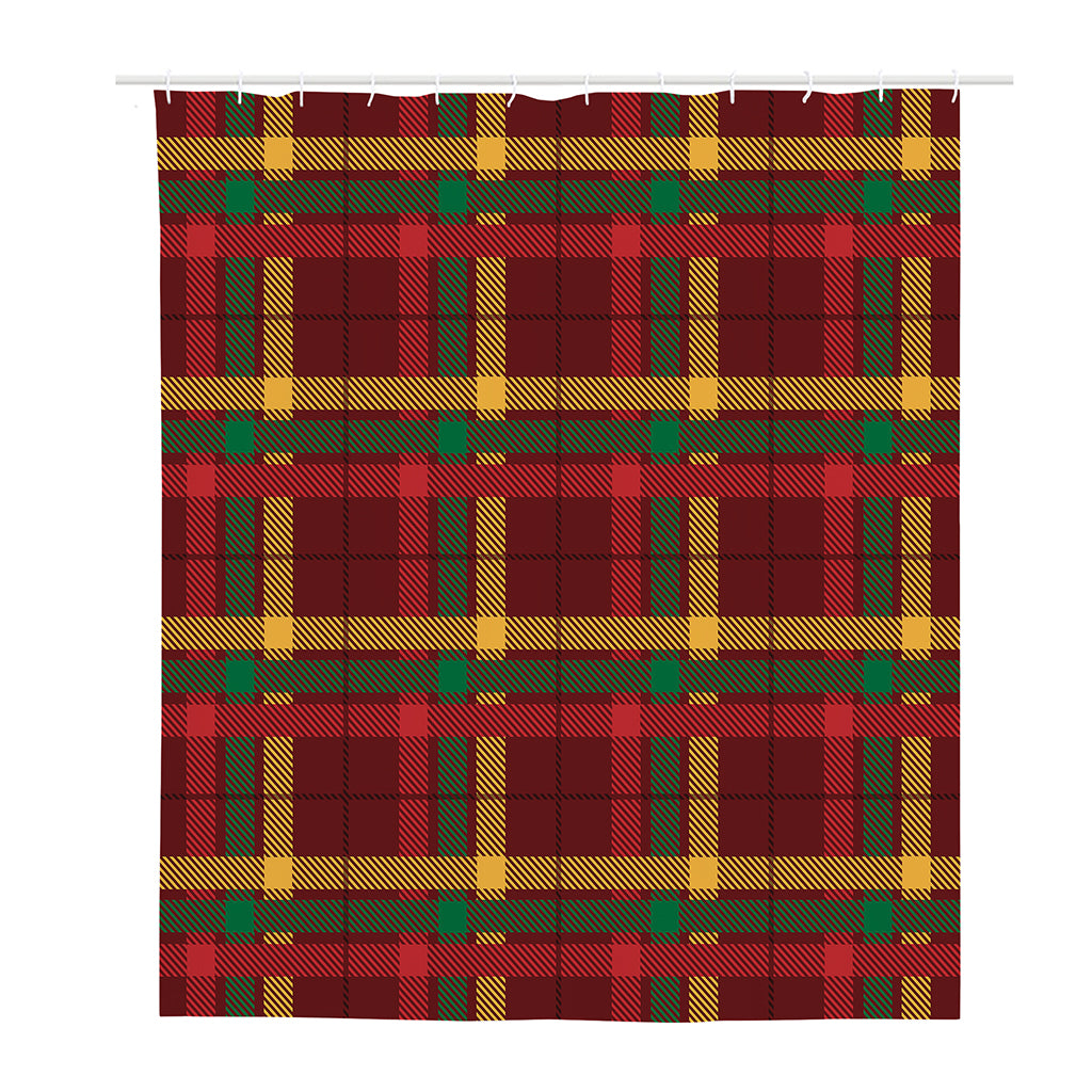 Red Green And Yellow Stewart Print Polyester Shower Curtain