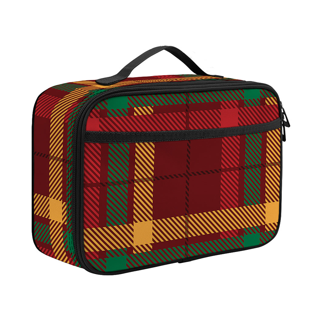 Red Green And Yellow Stewart Print Portable Lunch Bag