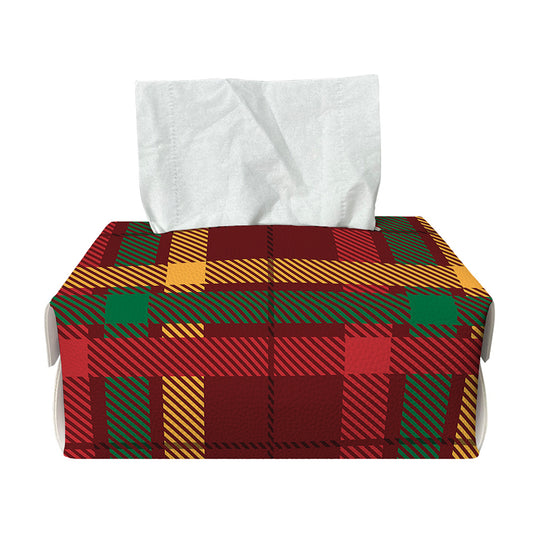 Red Green And Yellow Stewart Print Rectangle Tissue Box Cover