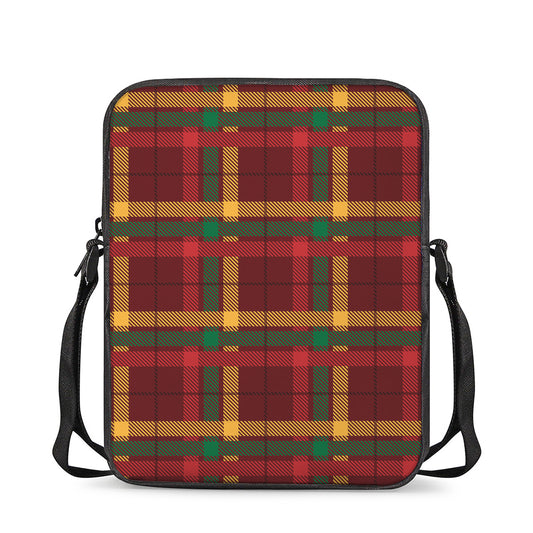 Red Green And Yellow Stewart Print Rectangular Crossbody Bag