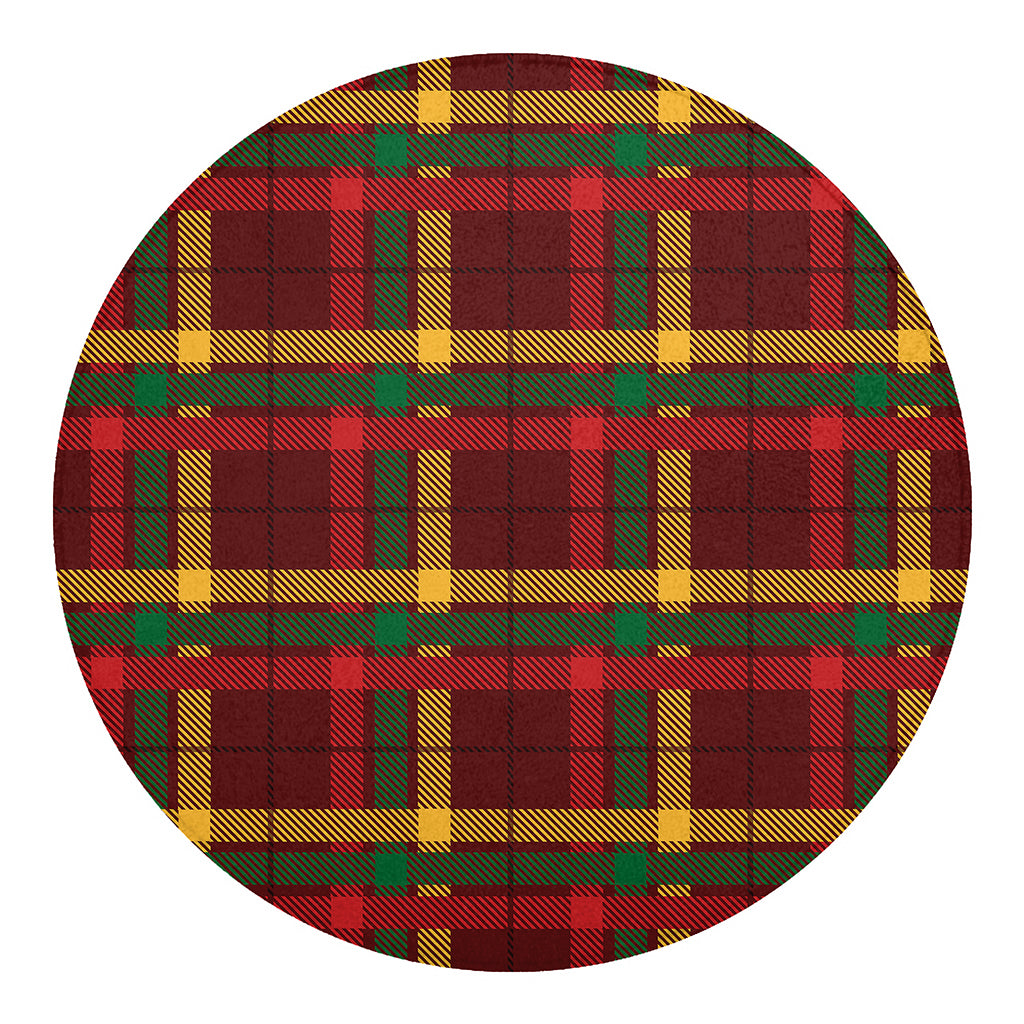 Red Green And Yellow Stewart Print Round Blanket