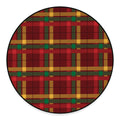 Red Green And Yellow Stewart Print Round Floor Mat