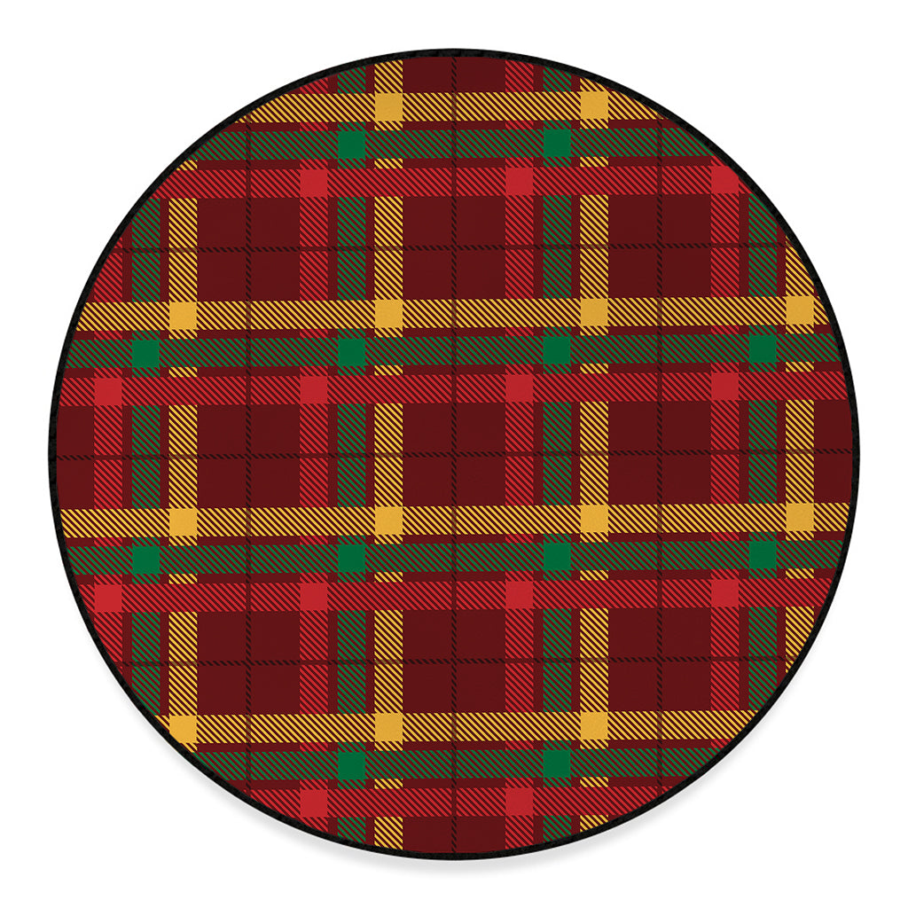 Red Green And Yellow Stewart Print Round Floor Mat