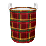 Red Green And Yellow Stewart Print Round Laundry Basket