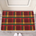 Red Green And Yellow Stewart Print Rubber Doormat