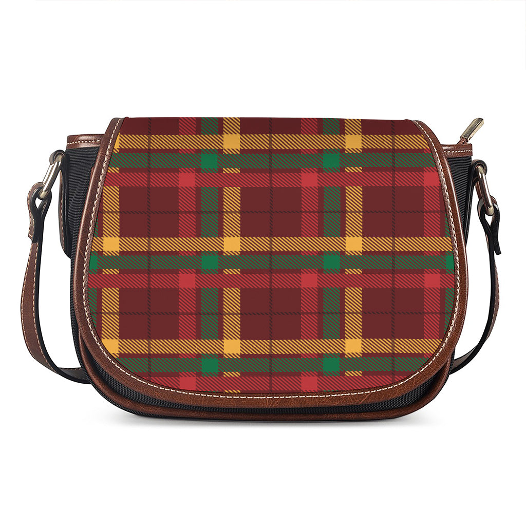 Red Green And Yellow Stewart Print Saddle Bag