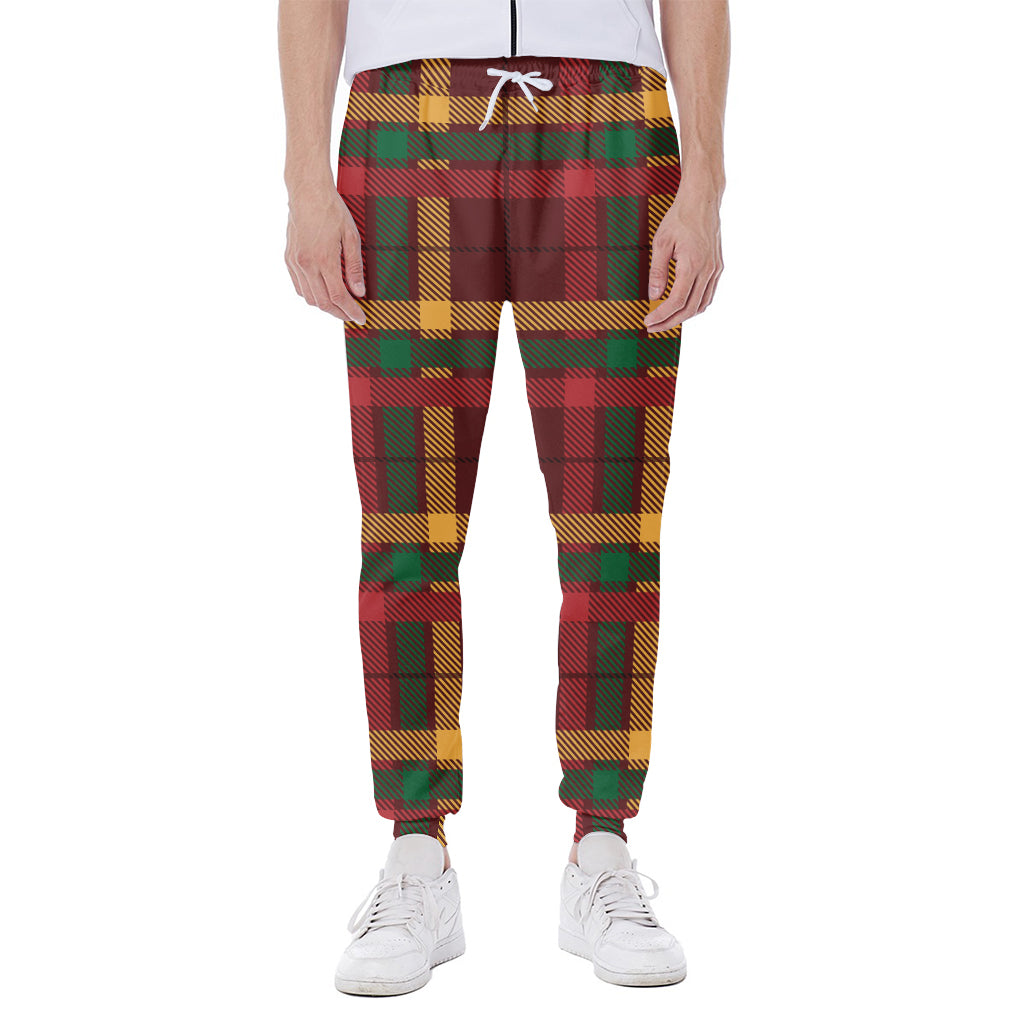 Red Green And Yellow Stewart Print Scuba Joggers
