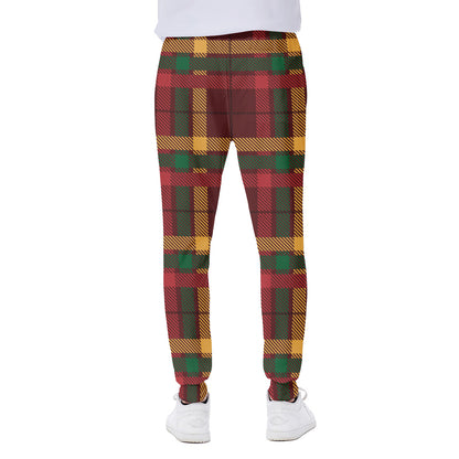 Red Green And Yellow Stewart Print Scuba Joggers