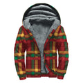 Red Green And Yellow Stewart Print Sherpa Lined Zip Up Hoodie