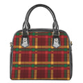 Red Green And Yellow Stewart Print Shoulder Handbag