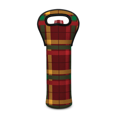 Red Green And Yellow Stewart Print Single Neoprene Wine Tote