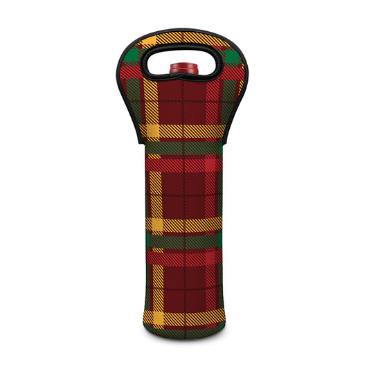 Red Green And Yellow Stewart Print Single Neoprene Wine Tote