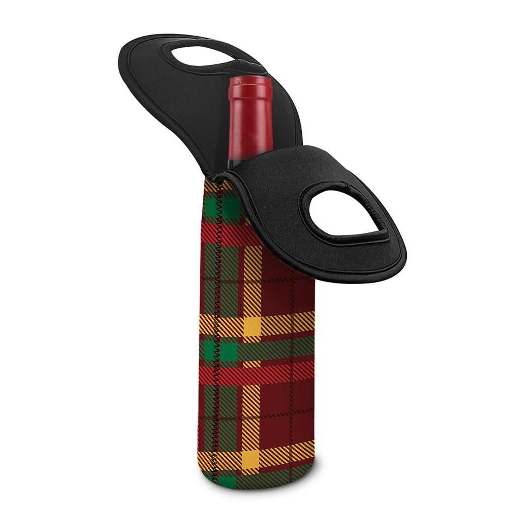 Red Green And Yellow Stewart Print Single Neoprene Wine Tote
