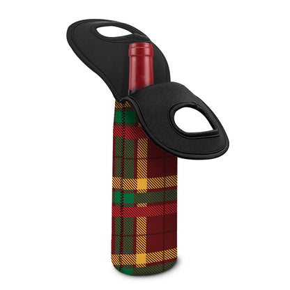 Red Green And Yellow Stewart Print Single Neoprene Wine Tote