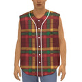 Red Green And Yellow Stewart Print Sleeveless Baseball Jersey
