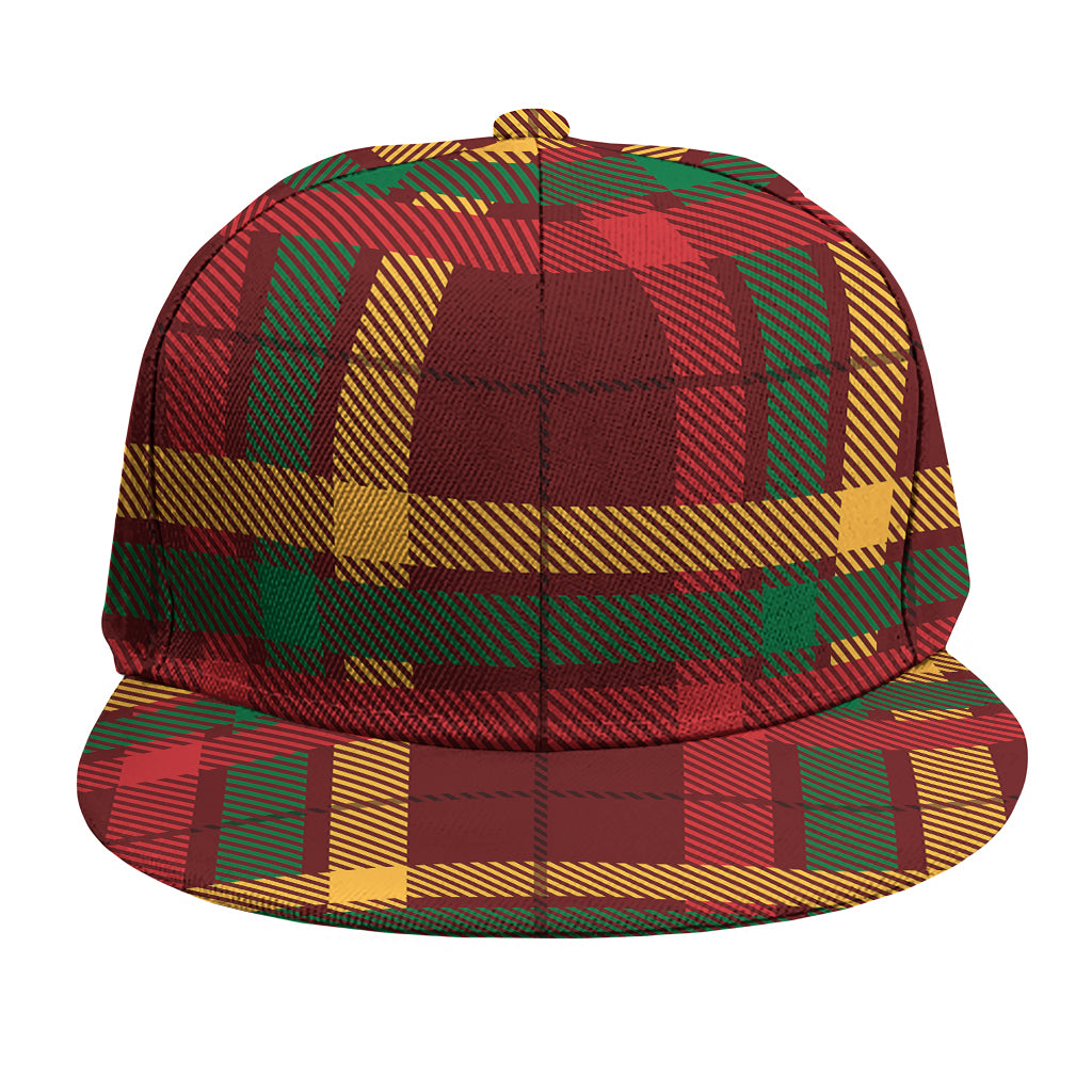 Red Green And Yellow Stewart Print Snapback Cap