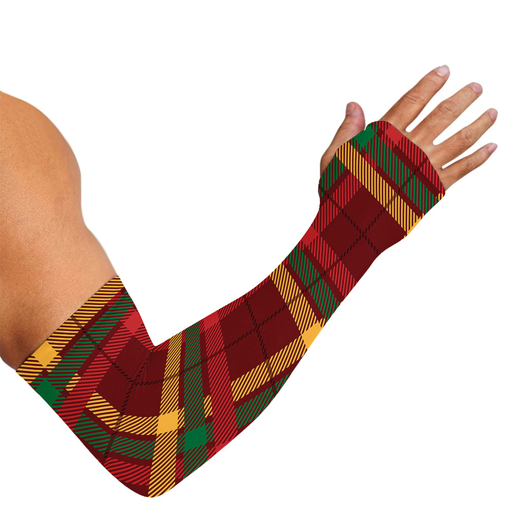 Red Green And Yellow Stewart Print Sun Protection Arm Sleeves