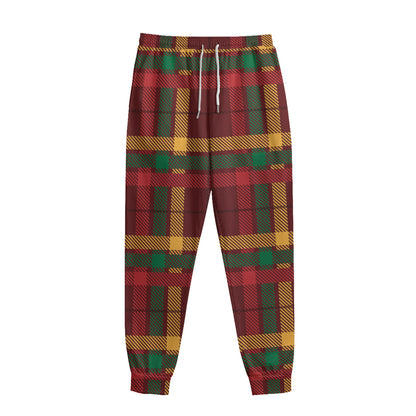 Red Green And Yellow Stewart Print Sweatpants