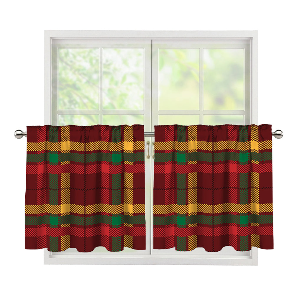 Red Green And Yellow Stewart Print Tier Curtains