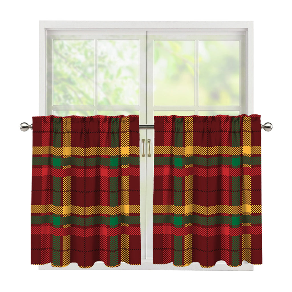 Red Green And Yellow Stewart Print Tier Curtains
